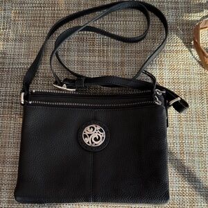 Brighton black leather crossbody wallet